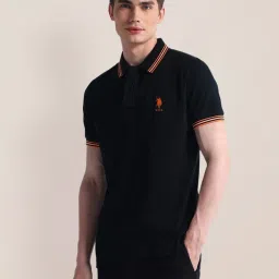 U.S. Polo Assn. Black Cotton Slim Fit Polo T-Shirt image 3