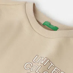 United Colors of Benetton Kids Beige Cotton Printed Sweatshirts image 3