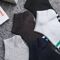 Brauch Men Pack Of 5 Assorted Striped Cotton Ankle Length Socks image 5