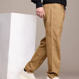 The Roadster Life Co. Men Pure Cotton Relaxed Loose Fit Cargos Trousers-picture-23