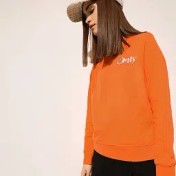 Only Orange Cotton Regular Fit Printed Sweatshirt image 5