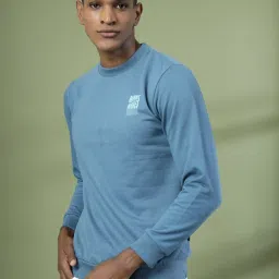 Rigo Light Blue Cotton Loose Fit Printed Sweatshirt image 3