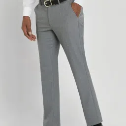 Allen Solly Grey Slim Fit Texture Trousers image 3