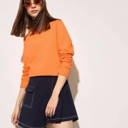 Only Orange Cotton Regular Fit Printed Sweatshirt image 5