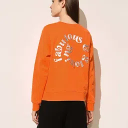 Only Orange Cotton Regular Fit Printed Sweatshirt image 2