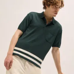 The Bear House Green Cotton Regular Fit Solid Polo T-Shirt-picture-16