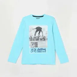 Fame Forever by Lifestyle Kids Sky Blue Cotton Printed Full Sleeves T-Shirt-picture-19