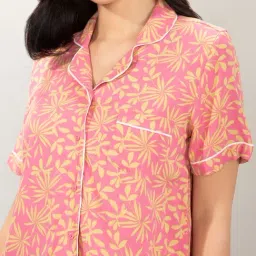 Amante Pink Relaxed Fit Printed Shirt And Pyjamas image 4