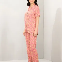 Amante Pink Relaxed Fit Printed Shirt And Pyjamas image 3