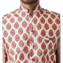 Sojanya Beige Floral Print Nehru Jacket image 4