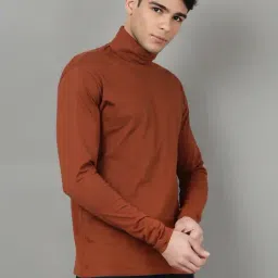 Kryptic Light Brown Cotton Regular Fit Solid T-Shirt image 4