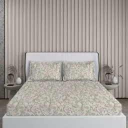 Boutique Living Signature Sateen Pink Cotton 300 TC King Flat Bed Sheet With 2 Pillow Covers-image-2