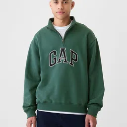 GAP Brand Logo Applique Half Zipper Sweatshirt-image-35