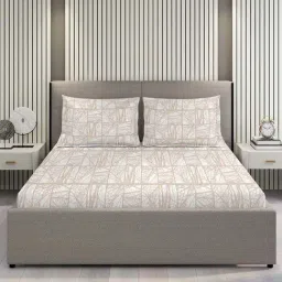 Boutique Living Cottage Garden Beige Cotton 300 TC Double Flat Bed Sheet With 2 Pillow Covers-image-17