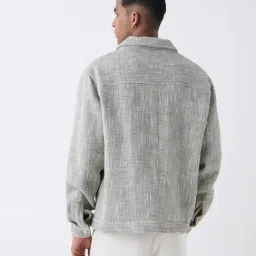ETA by Westside Grey Woven-Textured Relaxed Fit Cotton Jacket image 2