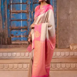 Soch Beige Other Woven Design Saree With Unstitched Blouse image 3