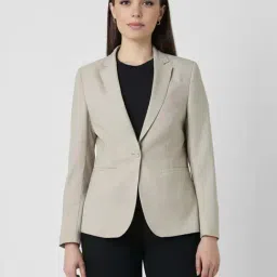Van Heusen Beige Chequered Blazer-image-53