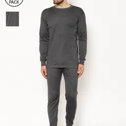 mack jonney VIMAL JONNEY Men Pack of 2 Charcoal Black Solid Thermal Sets-picture-19