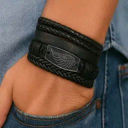 Vientiq Men Black Leather Bracelet-image-20