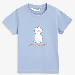 Campana 100% Cotton Jersey Half Sleeves Regular Fit Conversational Printed T-Shirt - Chambray Blue-picture-20