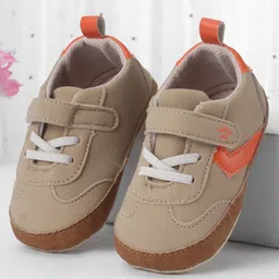 Cute Walk by Babyhug Booties with Velcro Closure & Tape Detailing - Khaki-picture-20