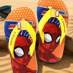 Pine Kids Marvel Slip On Flip Flops With Spiderman Print - Red & Orange image 1