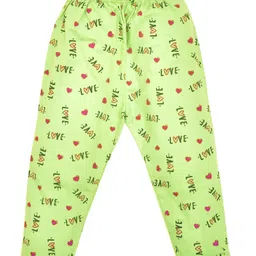 Kiwi Cotton Knit Love Text & Hearts Printed Leggings - Green-picture-10