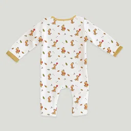 Kidbea 100% Organic Cotton Full Sleeves Giraffe Printed Romper -Brown image 3