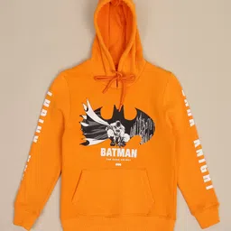 Kidsville DC Comics Featuring Full Sleeves Batman Printed Hoodie - Orange image 4