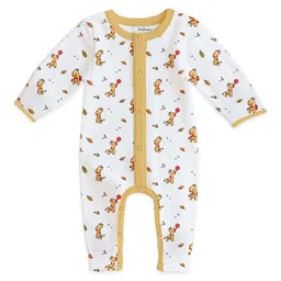 Kidbea 100% Organic Cotton Full Sleeves Giraffe Printed Romper -Brown image 4