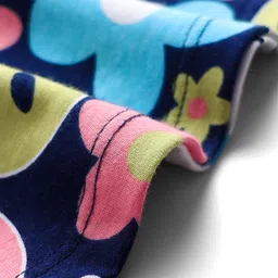 Babyhug Cotton Woven Full Sleeves Floral Printed Frock - Navy Blue image 3