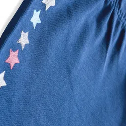 Babyhug Cotton Lycra Knit Full Length Leggings with Stars Print - Navy Blue image 3