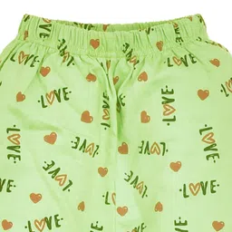 Kiwi Cotton Knit Love Text & Hearts Printed Leggings - Green image 4
