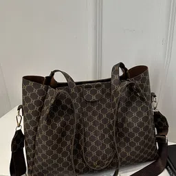 LULU & SKY Printed PU Oversized Structured Handheld Bag with Quilted-picture-15
