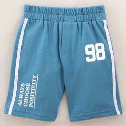 ToffyHouse Half Sleeves T-Shirt & Shorts Set Text And Brick Print- Blue Peach image 4