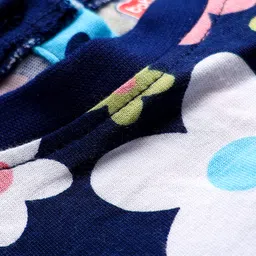 Babyhug Cotton Woven Full Sleeves Floral Printed Frock - Navy Blue image 4