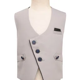 Rikidoos Full Sleeves Solid 3 Piece Party Suit With Bow Set - Black & Grey image 4