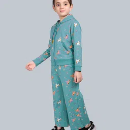 Plum Tree 100% Cotton Knit Full Sleeves Unicorn Light Winter Hooded Sweatshirt - Teal Blue image 5