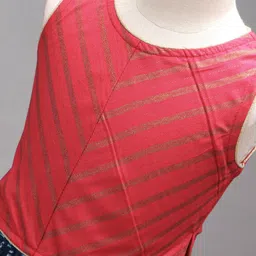 Babyhug Sleeveless Choli & Lehenga Set With Dupatta Ethnic Print - Red Blue image 5