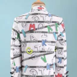 Dapper Dudes Full Sleeves Alphabets Printed Blazer With Tee - Grey image 5