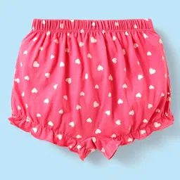 Babyhug 100% Cotton Single Jersey Knit Bloomers With Heart & Tropical Theme Print Pack Of 3 - Pink White & Lime Green image 5