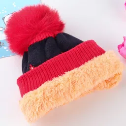 Babyhug Knit Woollen Cap Black & Red - Diameter 9 cm image 5