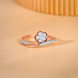 GIVA Rose Gold Floral Enigma Diamond Ring-picture-28