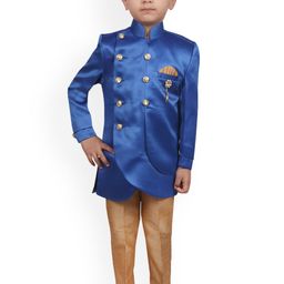 SG YUVRAJ Boys Blue & Brown Sherwani Set-picture-19