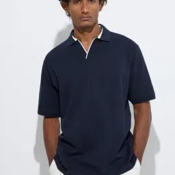 WES Casuals by Westside Navy Relaxed-Fit Cotton-Blend Polo T-Shirt-picture-45