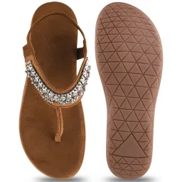 Shoetopia Women's Tan Back Strap Sandals image 3