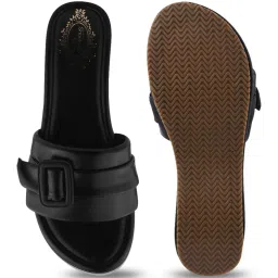 Shoetopia Women's Black Casual Wedges image 3