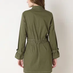 Vero Moda Olive Cotton Regular Fit Shirt Dress image 3