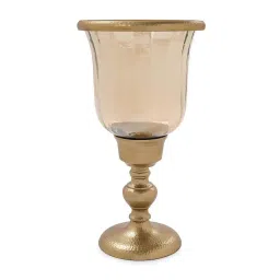 Pure Home and Living Amber & Gold Aluminium Hurricane Candle Holder image 3