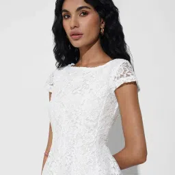 Annabelle By Pantaloons Bright White Slim Fit Self Pattern Top image 3